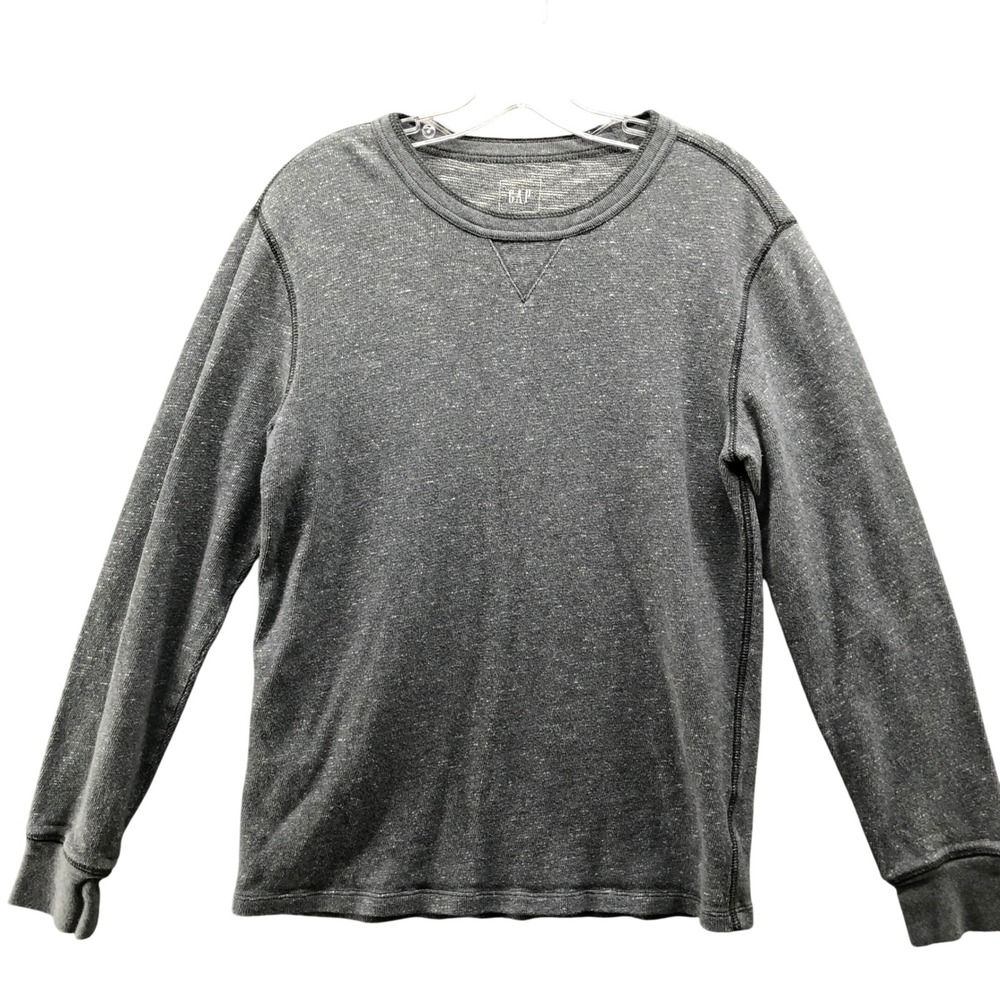 Gap Long Sleeve Dorito Thermal T-Shirt Mens M Gray Slub Crewneck Cotton